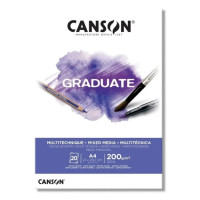 Альбом для змішаних технік, білий, Canson Graduate Mix Media White, 200 г/м2, А4 21х29,7 см, 20 аркушів