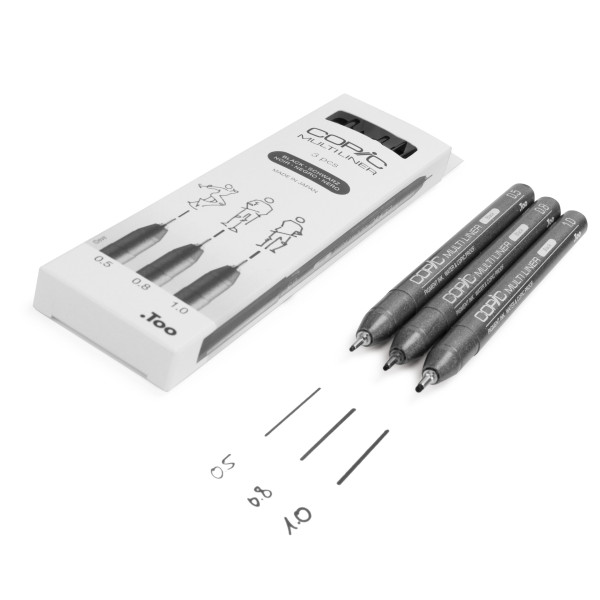 Набор лайнеров Copic Multiliner, 3 шт (0,5+0,8+1,0), черный