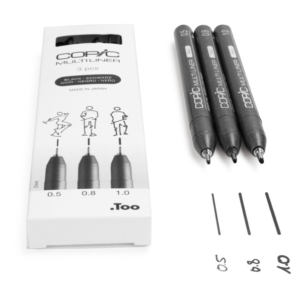 Набор лайнеров Copic Multiliner, 3 шт (0,5+0,8+1,0), черный