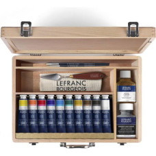 Набір масляних фарб з розчинником та аксесуарами Lefranc Fine Oil The Deluxe case, 10 шт по 40 мл