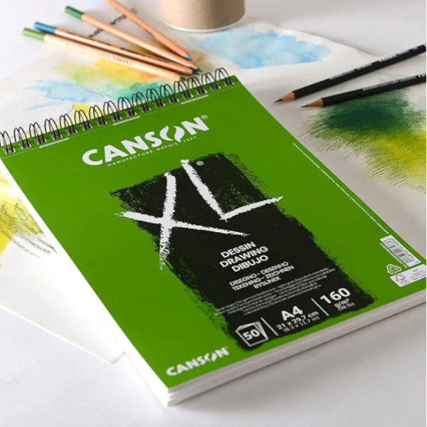 Альбом для эскизов на спирали XL Dessin Light grain 160 г, 21x29,7 см - A4, 50 листов, Canson