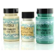 Набор меловой краски Cadence Very Chalky Home Decor №05: старое кружево, королевская пальма (90 мл) + воск
