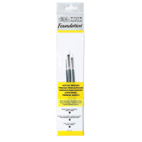 Набор кистей синтетика Foundation Acrylic Brushes (3 шт: круглая №2, плоская № 2, овал № 4), короткая ручка