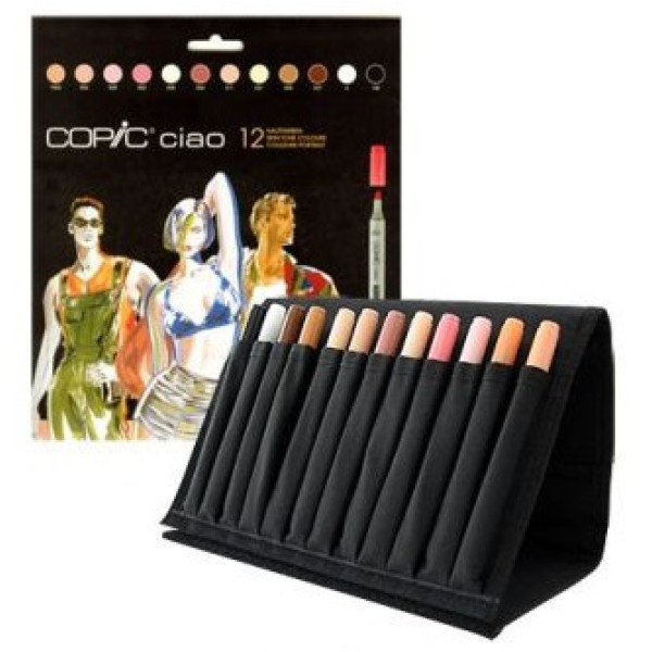 Дорожній набір спиртових маркерів Тілесні кольори Copic Ciao Set Skin Tones, у футлярі (12 шт)