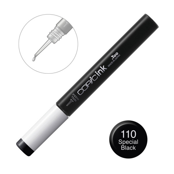 Чорнило для заправки маркерів Copic Ink 110 Special black Вугільно-чорний, 12 мл