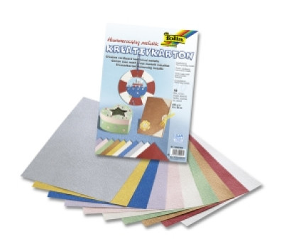 Набор дизайнерской бумаги Folia, Creative Card Lattice metallic 230 г/м2, 23x33 см, Металлическая решетка, 10 листов