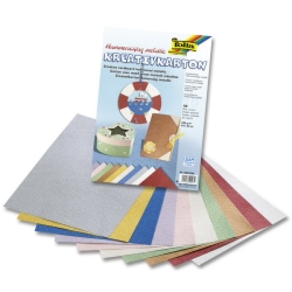 Набір дизайнерського паперу Folia, Creative Card Lattice metallic 230 г/м2, 23x33 см, Металеві грати, 10 аркушів