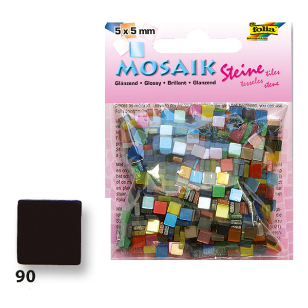 Мозаїка Folia Gloss 45 гр, 5x5 мм (700 шт) №90 Black (Чорний) арт. 59190