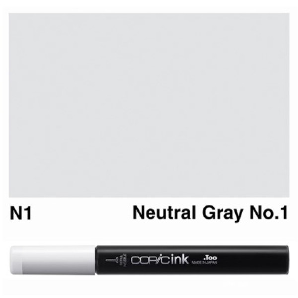 Заправка маркерів COPIC Ink, N1 Neutral gray Нейтральний сірий, 12 мл