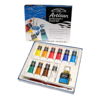 Набір водорозчинних олійних фарб Winsor Newton Artisan, 10 кольорів по 37 мл + лляна олія та кисть