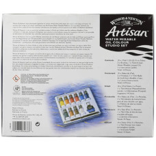 Набор водорастворимых масляных красок Winsor Newton Artisan, 10 цветов по 37 мл + льняное масло и кисть