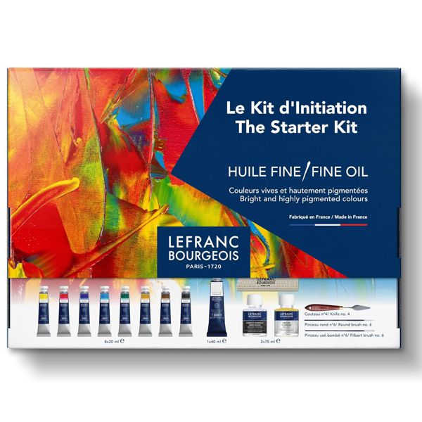 Набір масляних фарб з розчинником та аксесуарами Lefranc Fine Oil The Starter kit, 8 шт по 20 мл