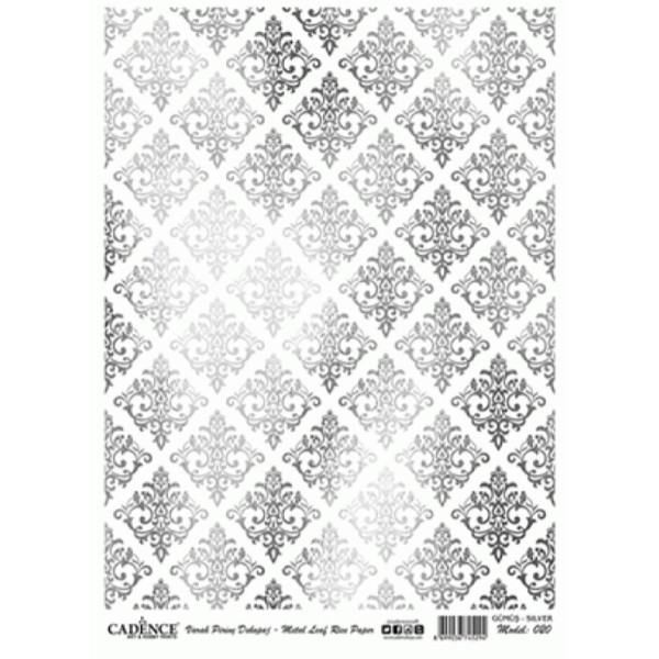 Декупажная карта с позолотой на рисовой бумаге Metel Leaf Silver Rise Cadence, Серебро, А-020