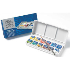 Кишеньковий набір акварельних фарб у пластиковій коробці Winsor Newton Cotman Half Pan Sketchers’ Pocket Box, 12 шт.