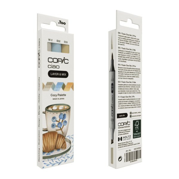 Набор маркеров Copic Ciao Set "Layer Mix" (3 шт), Cozy Palette (W-2+B32+E53)