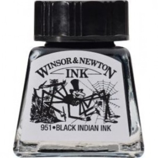 Туш художня Winsor Newton Drawing Inks 14 мл №030 Black Чорний