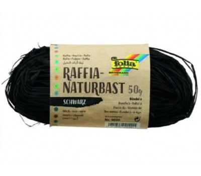 Рафия в мотках Folia Raffia-natural quality 50 гр, № 90 Black Черный