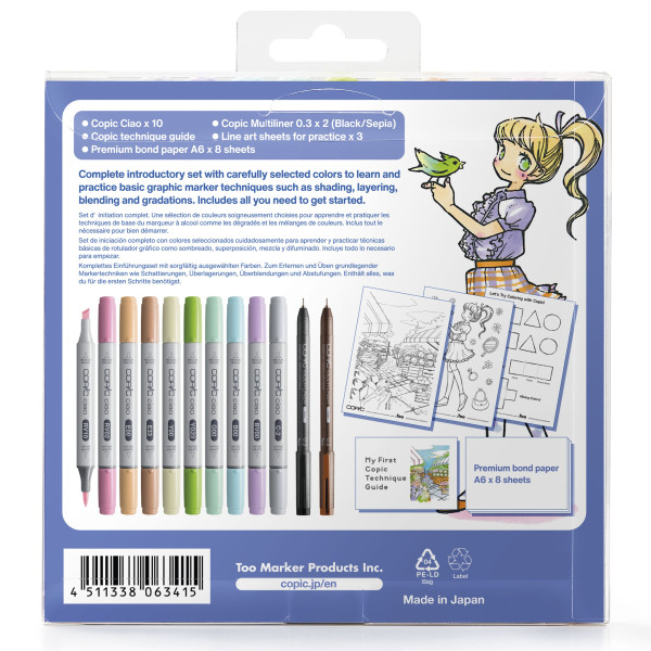 Набор маркеров Copic Ciao Set (10+2 шт) "My First Copic", 10 маркеров Ciao + 2 лайнера, в блистере