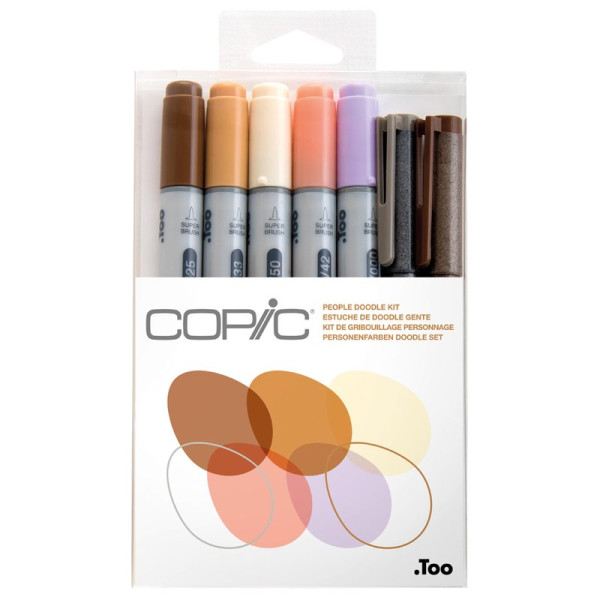 Набір спиртових маркерів з лайнерами Copic Ciao Set Doodle Kit People, Тілесні 5+2 шт