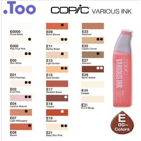 Чернила для маркеров Copic Various Ink E-0000 Cotton Pearl Белая кожа арт 20076323