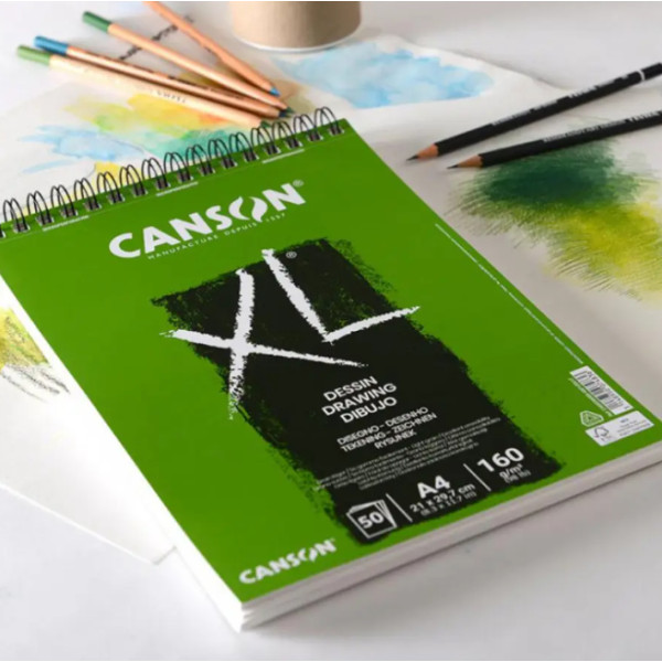 Альбом для эскизов на спирали XL Dessin Light grain 160 г, 14,8x21 см - A5, 30 листов, Canson