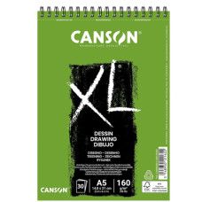 Альбом для ескізів на спіралі XL Dessin Light grain 160 г, 14,8x21 см - A5, 30 аркушів, Canson