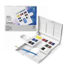 Набор акварельных красок  Winsor Newton Cotman Compact Set, 14 цветов + кисточка + палитра