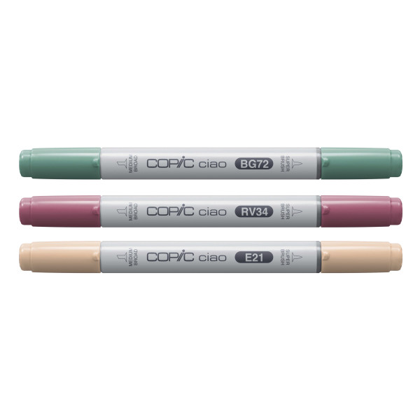 Набір маркерів Copic Ciao Set "Layer Mix" (3 шт), Vibrant Palette (BG72+RV34+E21)