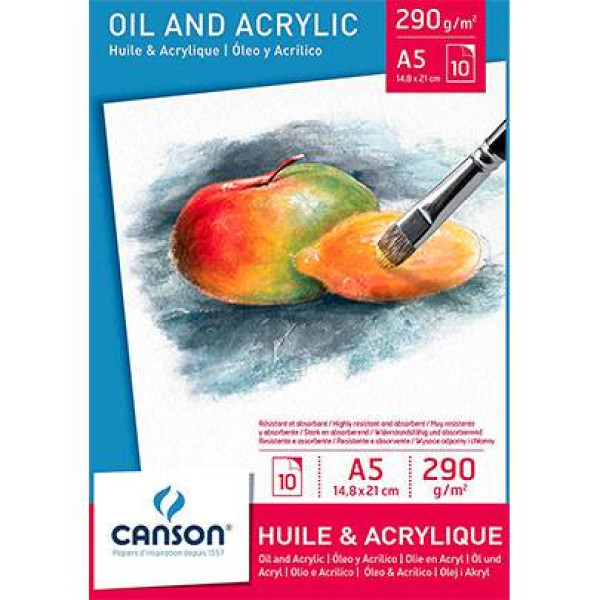 Canson блок паперу для масла та акрилу Oil and Acrylic Bloc 290 гр, 21x29,7 см (10)