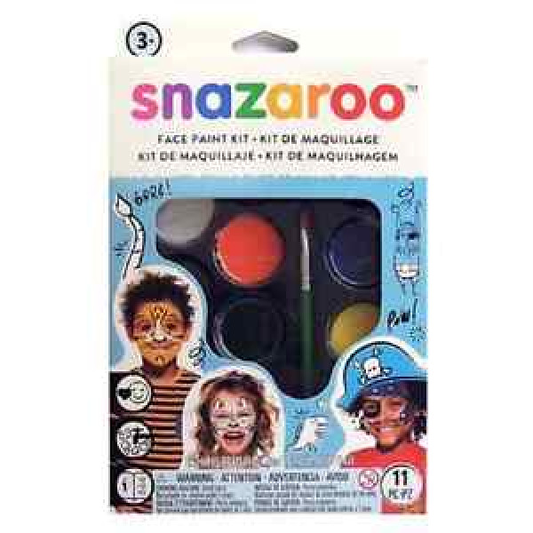 Набір фарб для аквагриму Snazaroo, кисть + губка Boy hanging palette kit, 8х2 мл