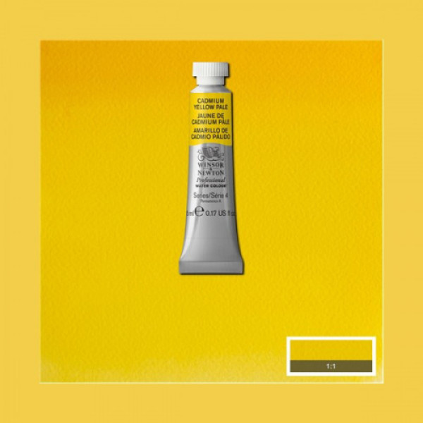 Акварельна фарба Winsor Newton Professional, № 118, Cadmium Yellow Pale Кадмій Жовтий Світлий, 5 мл