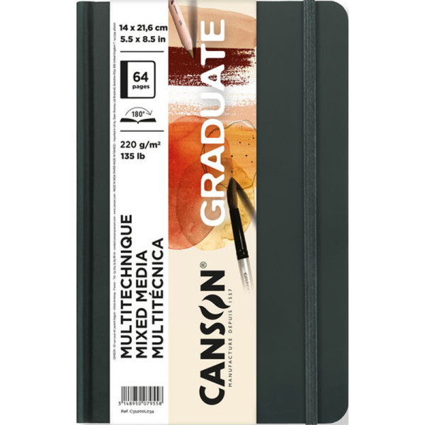 Блокнот Canson Graduate Books Mixed Media naturel 220 г, 14,8x21 см, 64 страницы