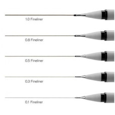 Набор лайнеров Winsor Newton Black Fineliners (0,1; 0,3; 0,5; 0,8; 1 мм)