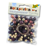 Бісер дерев'яний, Folia Wooden Beads, 60 гр, бежево-коричневий арт 22975