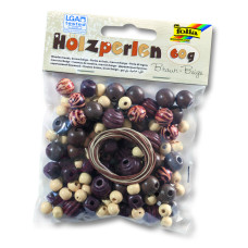 Бисер деревянный, Folia Wooden Beads, 60 гр, бежево-коричневый арт 22975