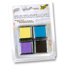 Набір чорнила для штампінгу Folia Variostamps 4: жовтий, блакитний, фіолетовий, чорний