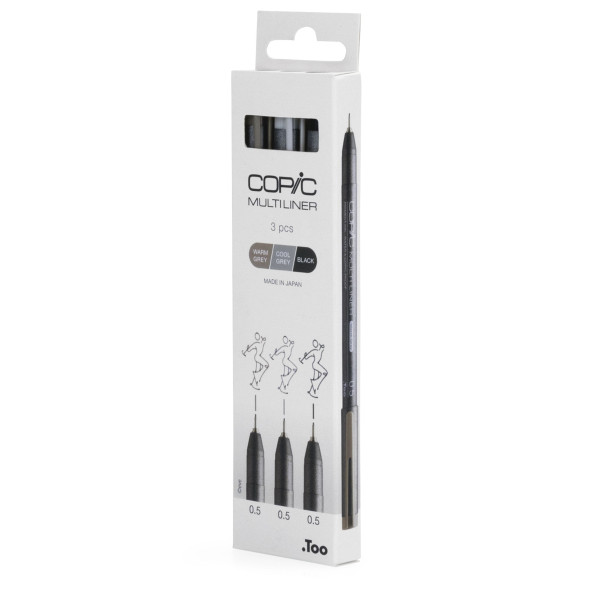 Набор лайнеров Copic Multiliner coloured, 3 шт (0,5+0,5+0,5), warm grey/cool grey/black