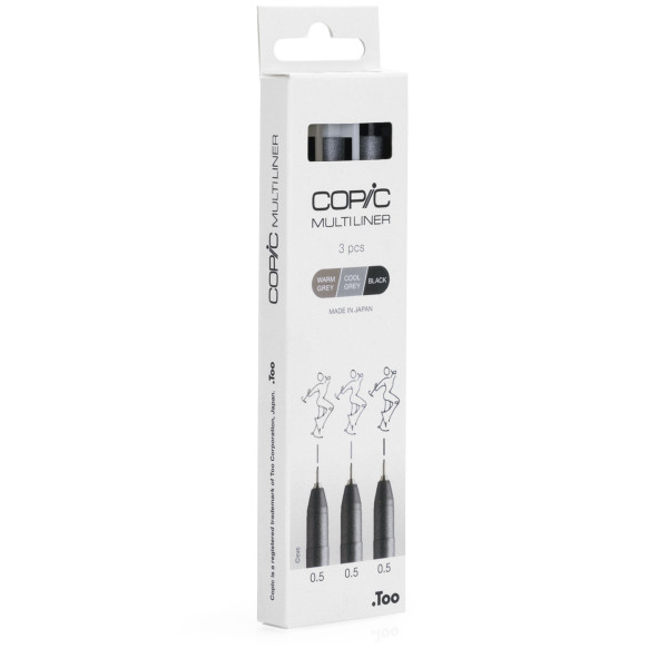 Набор лайнеров Copic Multiliner coloured, 3 шт (0,5+0,5+0,5), warm grey/cool grey/black