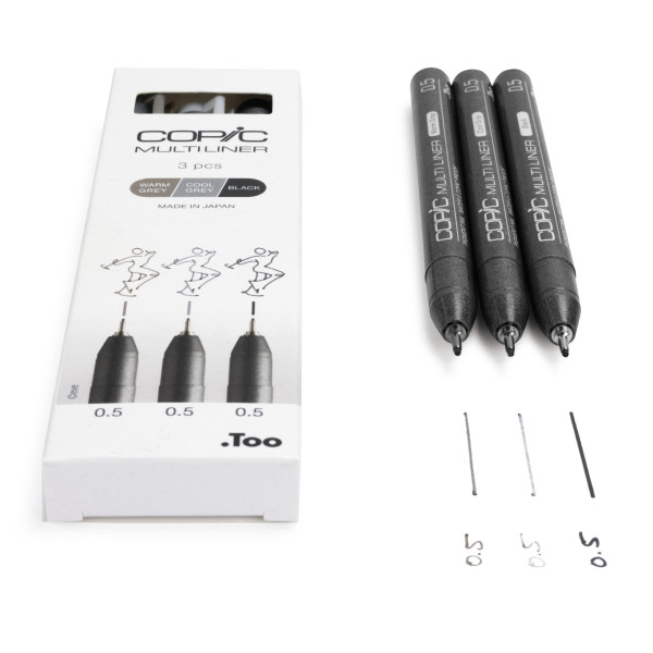 Набор лайнеров Copic Multiliner coloured, 3 шт (0,5+0,5+0,5), warm grey/cool grey/black