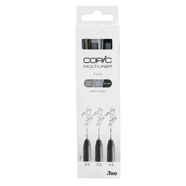 Набор лайнеров Copic Multiliner coloured, 3 шт (0,5+0,5+0,5), warm grey/cool grey/black