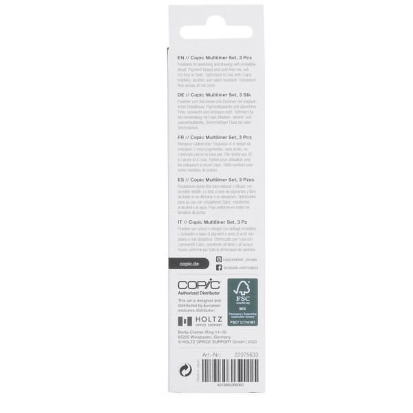 Набор лайнеров Copic Multiliner coloured, 3 шт (0,5+0,5+0,5), warm grey/cool grey/black