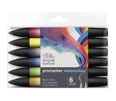 Набір акварельних маркерів Winsor Newton Watercolor Markers Set, 6 шт