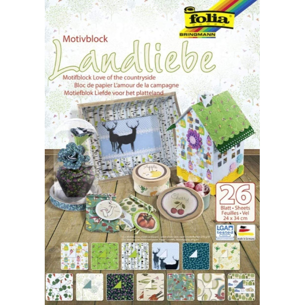 Набір паперу для творчості Folia Love for the countryside 270 г/м2, 24х34 см, 26 шт