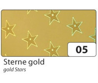 Картон голографический Folia Holographic Card 230 г/м2,50x70 см, Gold Stars Золотые звезды