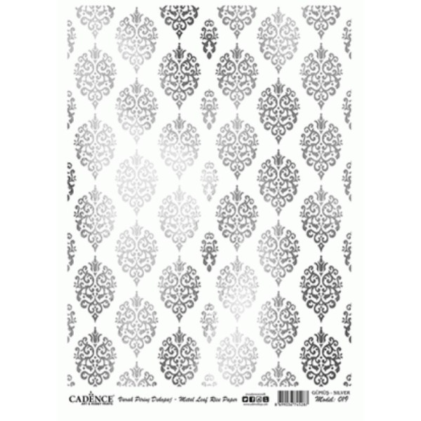 Декупажная карта с позолотой на рисовой бумаге Metel Leaf Silver Rise Cadence, Серебро, А-019
