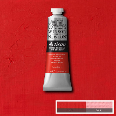 Краска масляная водорастворимая Winsor Artisan Water Mixable 37 мл, № 099, Cadmium Red Medium Нежно-Красный Кадмий