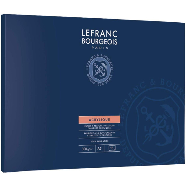 Альбом для акрилових фарб Lefranc Acrylic Paper Pad, А3, 300 г/м2 15 аркушів