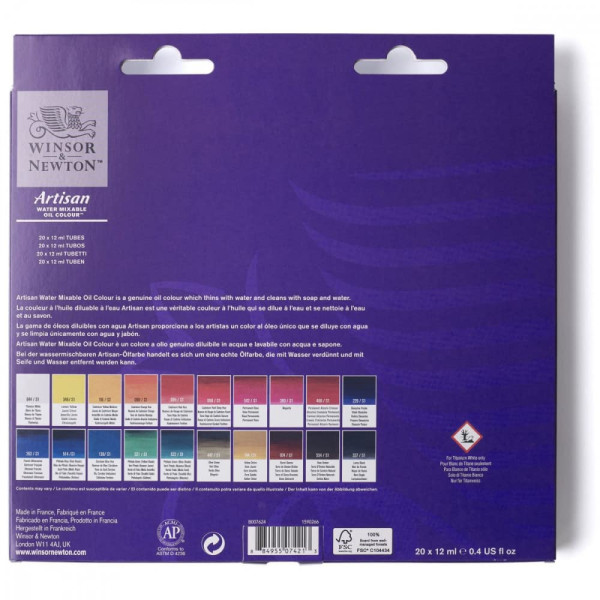 Набір водорозчинних олійних фарб Winsor Newton Artisan Water Mixable Oil Colour, 20х12 мл