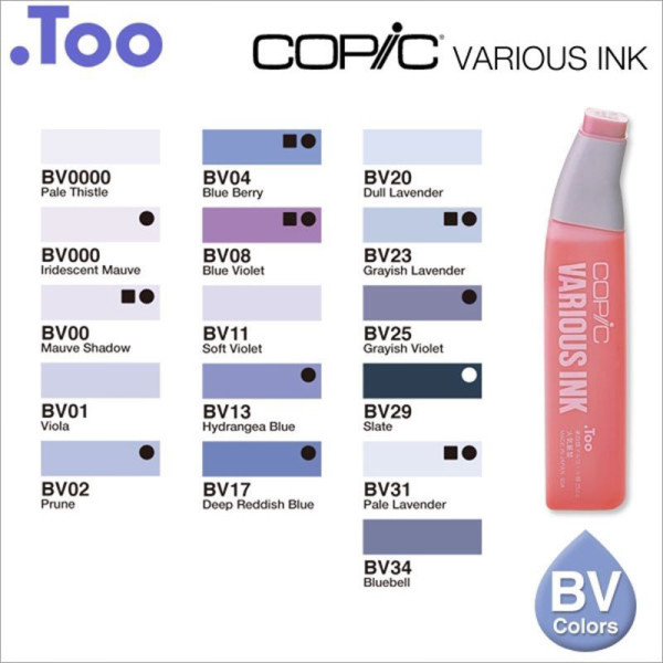 Чорнило Copic Various Ink для маркерів BV-31 Pale lavender (Пастельно-лавандовий)