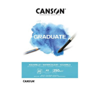 Альбом блок для акварели, холодный пресс, Canson Graduate Watercolour 20 листов 250 г/м2, А5 14,8х21 см